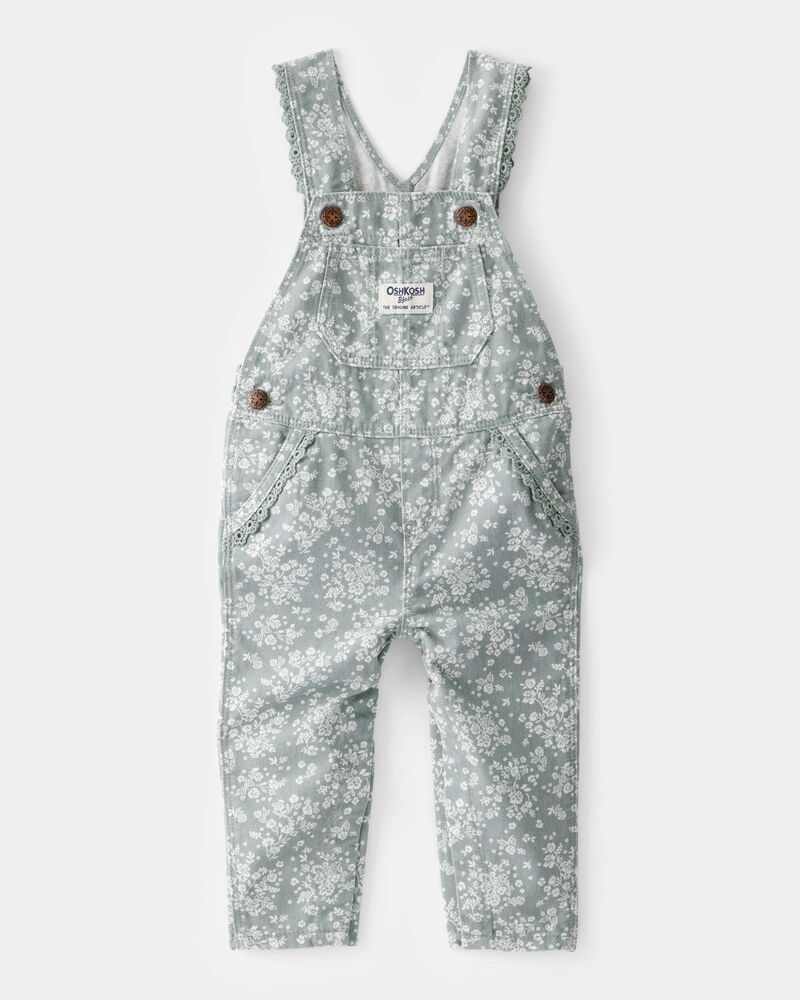 Baby Floral Print Overalls - Green, image 1 of 4 slides