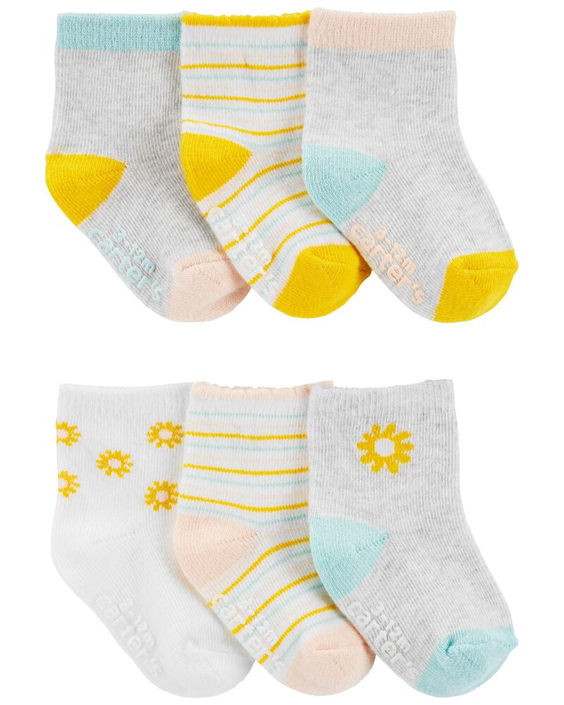 Baby 6-Pack Floral Booties, image 1 of 2 slides