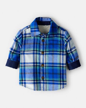 Baby Boy Plaid Shera Lined Fashion Jacket - Blue, 