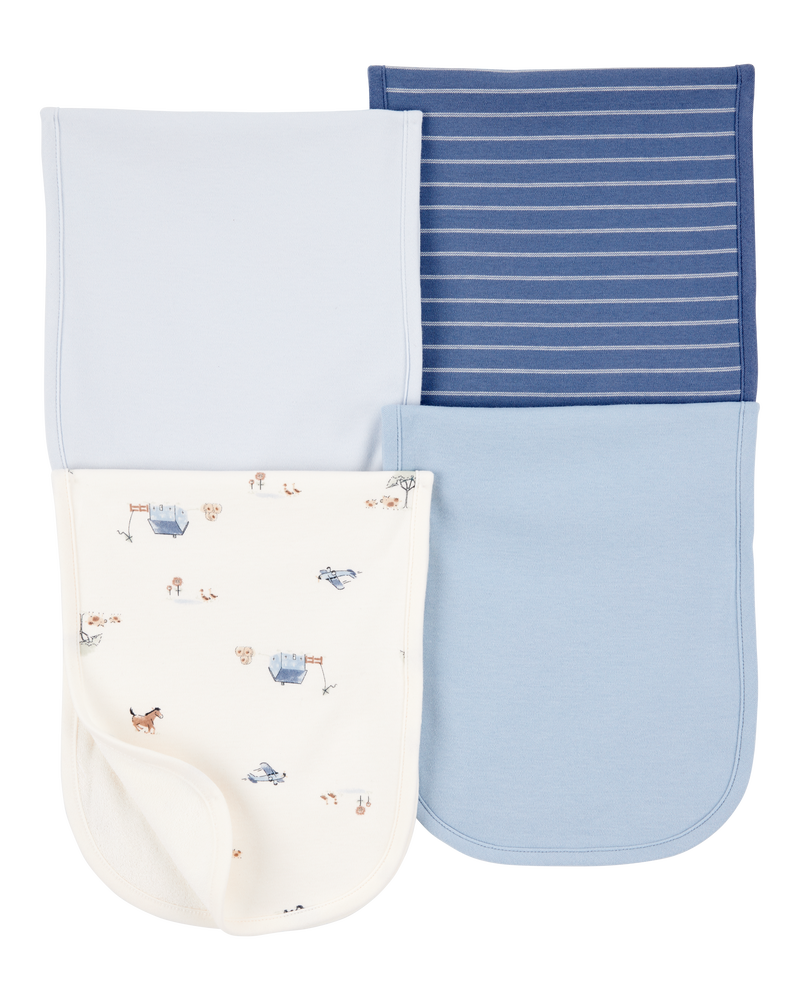 Baby 4-Pack Burp Cloths - Blue, image 1 of 1 slides