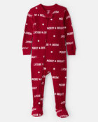 Baby Merry & Bright Christmas Cotton Long-Sleeve 2-Way Zip 1-Piece Pajamas - Red, image 1 of 4 slides
