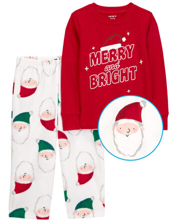 Toddler 2-Piece Santa Cotton & Fleece Pajamas, 