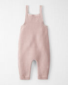 Baby Organic Cotton Sweater Knit Overalls in Perfect Pink, image 3 of 5 slides