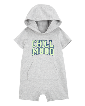 Baby "Chill Mood" Hooded Romper -Grey, 