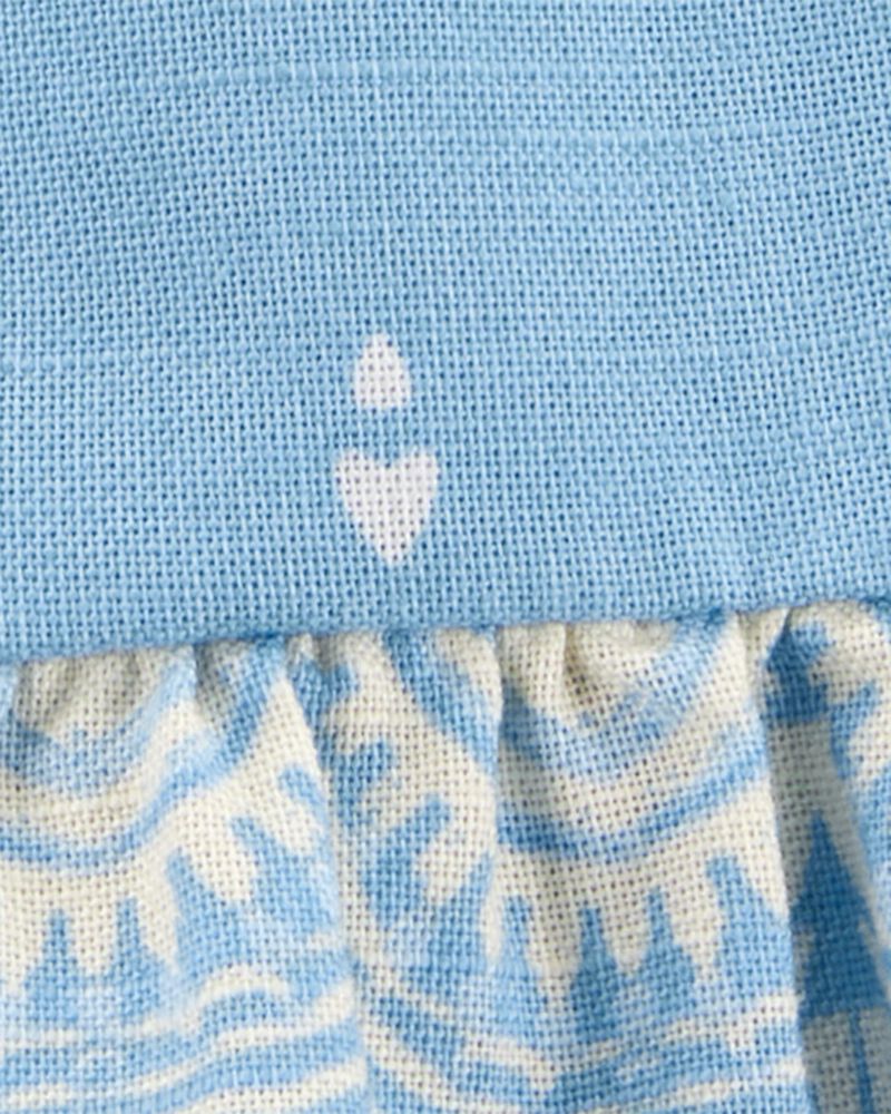 Toddler Heart Drop - Ikat- Print Tank - Blue, image 2 of 3 slides