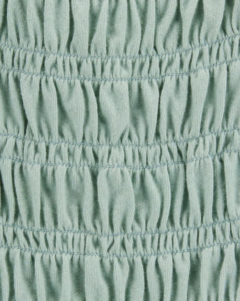Toddler Short-Sleeve Smocked Top - Green, image 2 of 3 slides
