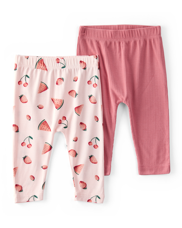 Baby Girl 2-Pack PurelySoft Pull-On Pants - Pink, 