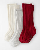 Baby Girl 3-Pack Knee-High No-Slip Socks Made with Organic Cotton, image 1 of 4 slides