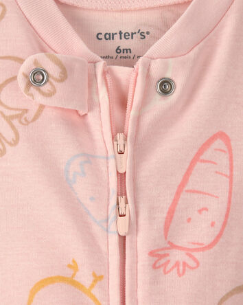 Baby Girl Easter 100% Cotton 2-Way Zip Sleep & Play Pajama - Pink, 