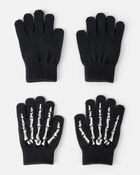 Boys 2-Pack Skeleton Gloves - Black, image 1 of 2 slides