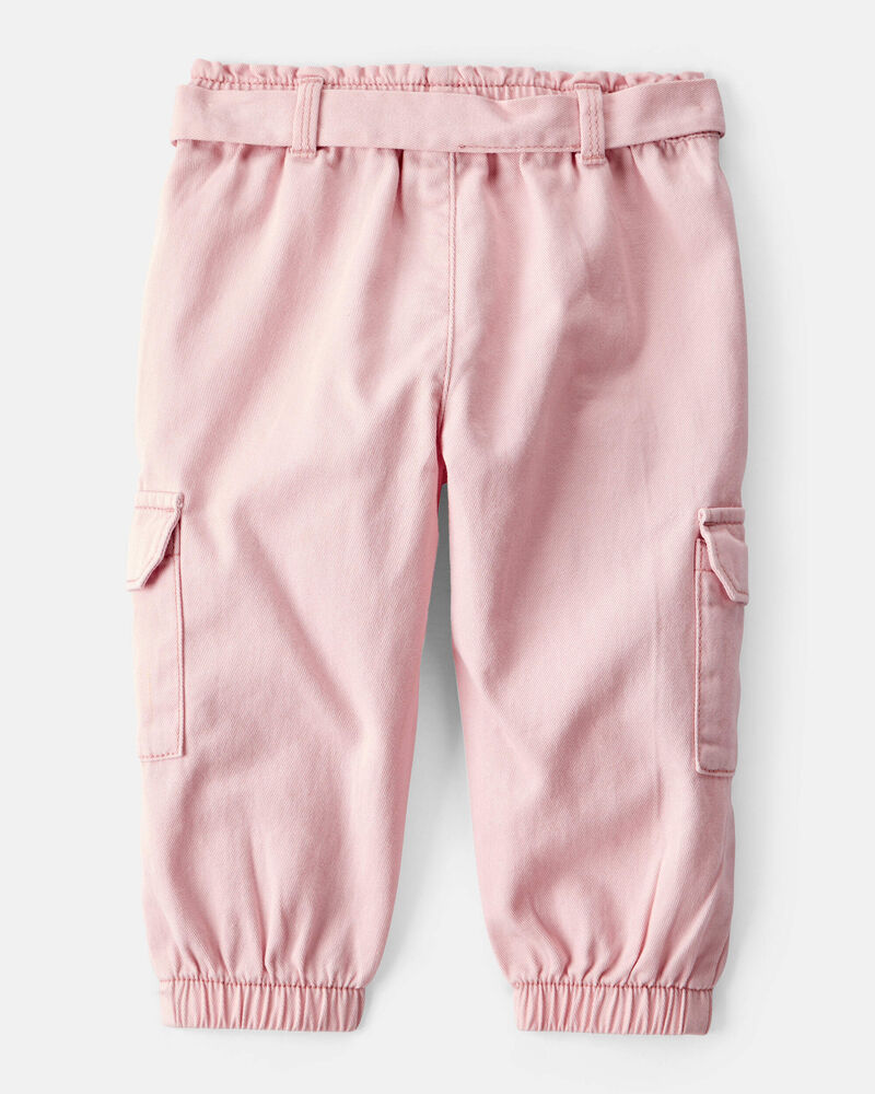 Baby Girl Cotton Cargo Joggers - Pink, image 2 of 5 slides