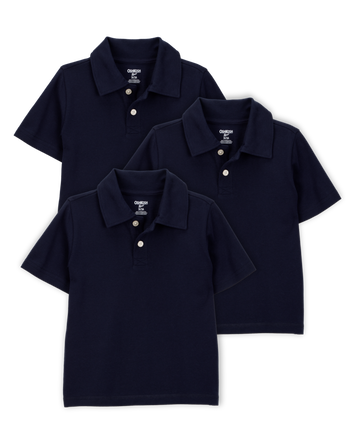 Toddler 3-Pack Pique Uniform Polo Shirts - Navy, 