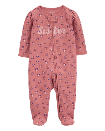 Baby Little Sister 2-Way Zip Cotton Sleep & Play Pajamas, 