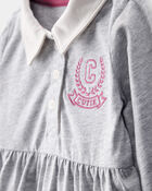 Baby Varsity Polo Bodysuit Dress - Grey, image 3 of 5 slides