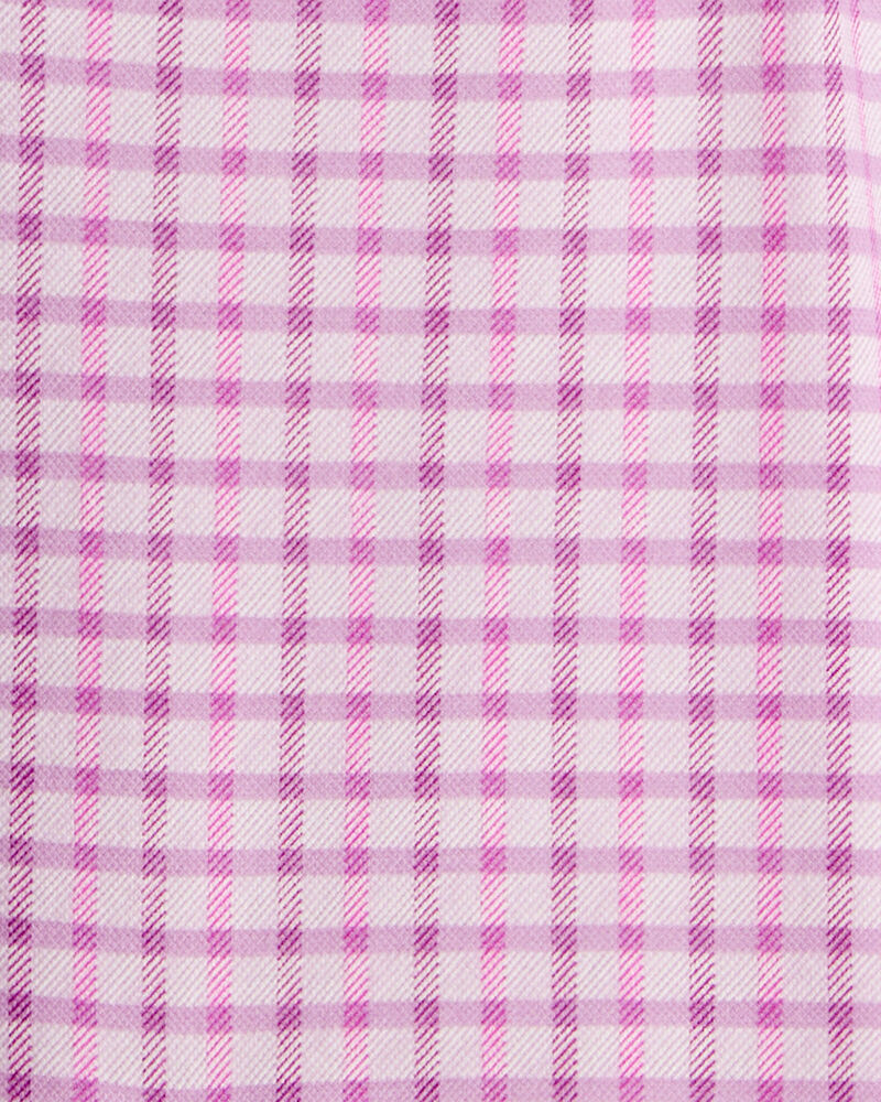 Kid 2-Piece Long-Sleeve Tee & Plaid Dress Set - White/Pink, image 4 of 6 slides