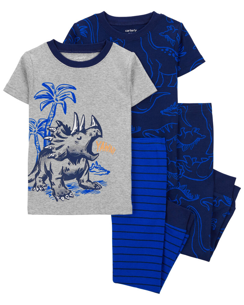 Toddler 4-Piece Dinosaur Cotton Blend Pajamas, image 1 of 4 slides