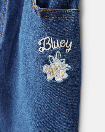 Baby Bluey Embroidered Denim Skirt - Blue, 