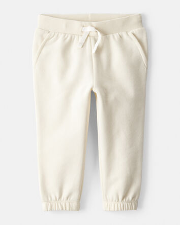 Baby Girl DayDream Fleece Drawstring Joggers - White, 