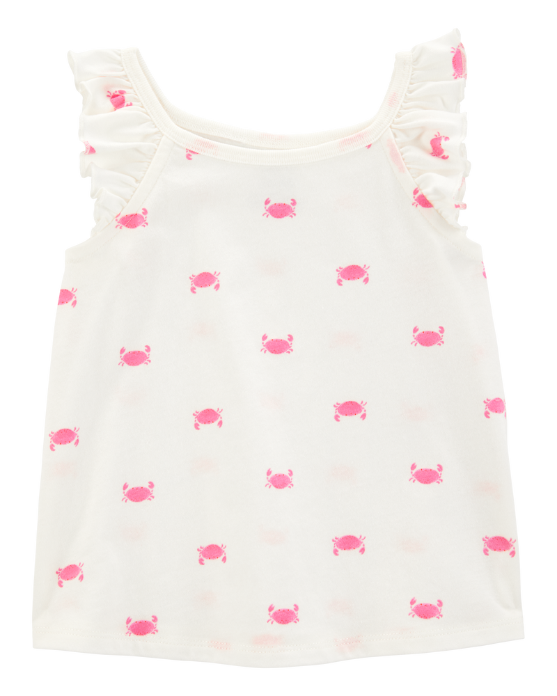 Toddler Crab Flutter-Sleeve Tank - Ivory, image 1 of 3 slides