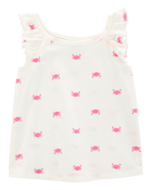 Toddler Crab Flutter-Sleeve Tank - Ivory, image 1 of 3 slides