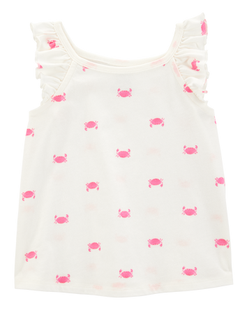Toddler Crab Flutter-Sleeve Tank - Ivory, 