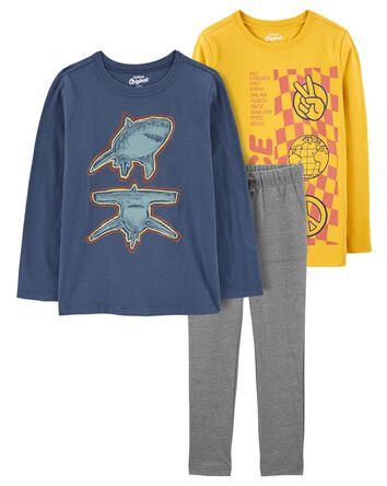 Kid 3-Pack Graphic Tees and Joggers Set, 