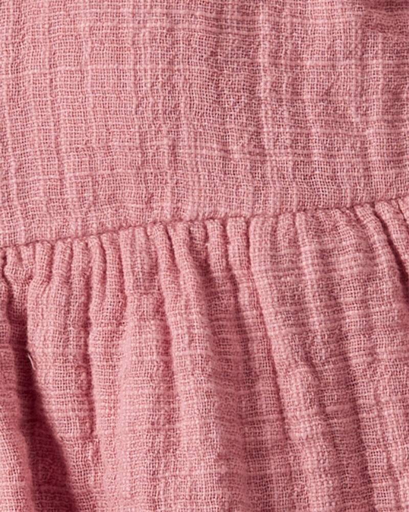 Baby Organic Cotton Gauze Ruffle Bubble in Dark Blush, image 3 of 4 slides