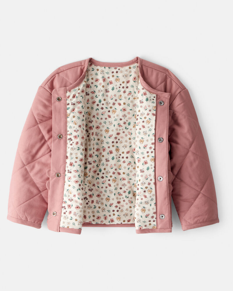 Toddler Girl Quilted Long-Sleeve Fashion Jacket - Pink, image 2 of 4 slides