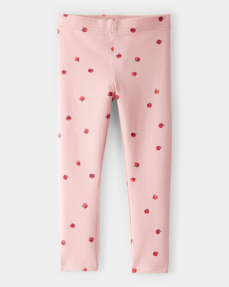 Toddler Girl Cotton Apple Stretch Leggings - Pink, image 1 of 4 slides