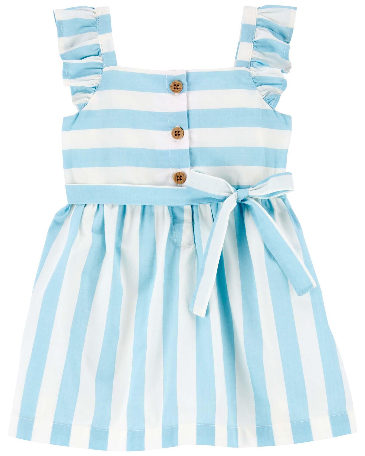 Blue/White Baby Striped Flutter Dress
