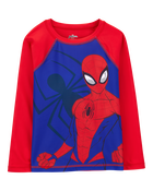 Kid Marvel™ Spider-Man Long-Sleeve Rashguard Swim Top - Red/Blue, image 1 of 2 slides