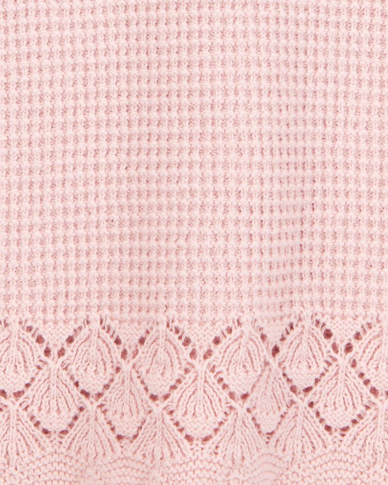 Kid 2-Piece Pointelle Sweater Crochet Knit Tank & Skirt Set - Pink
, image 3 of 6 slides