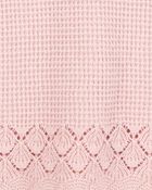 Kid 2-Piece Pointelle Sweater Crochet Knit Tank & Skirt Set - Pink
, image 3 of 6 slides