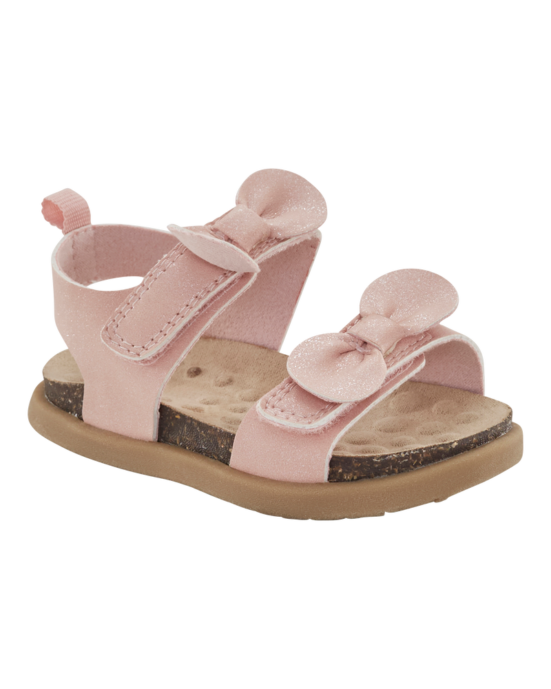 Baby Every Step® First Walker Bow Faux Cork Sandals - Pink, image 1 of 7 slides