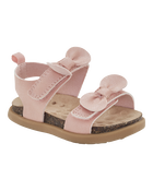 Baby Every Step® First Walker Bow Faux Cork Sandals - Pink, image 1 of 7 slides