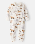 Baby Boy Fox Print 100% Cotton Long-Sleeve Sleep & Play - Ivory, image 1 of 4 slides
