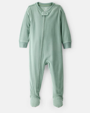 Toddler Boy Loose Fit Long-Sleeve 2-Way Zip 1-Piece Pajamas - Green, 