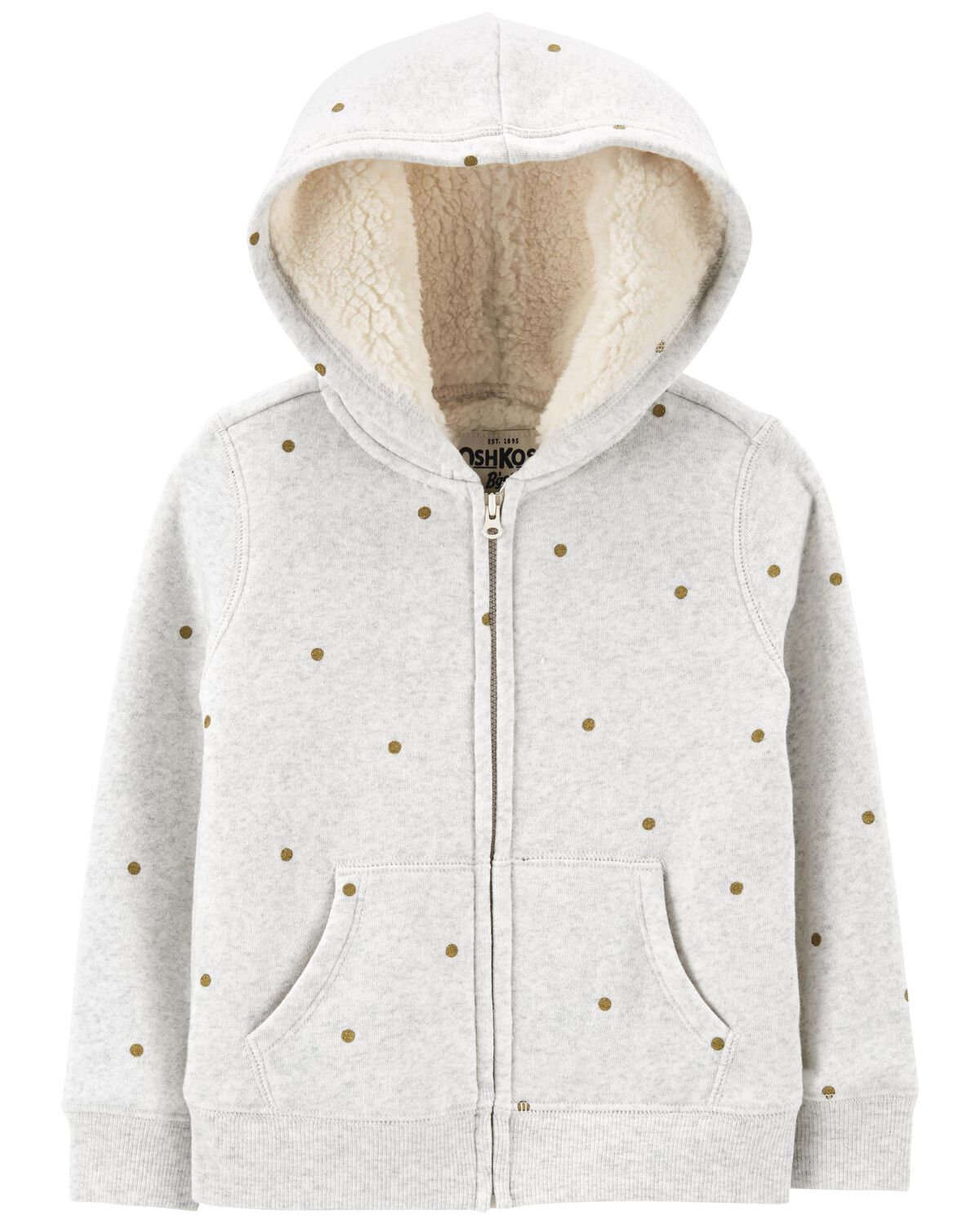 Baby Polka Dot Sherpa Lined Hooded Jacket