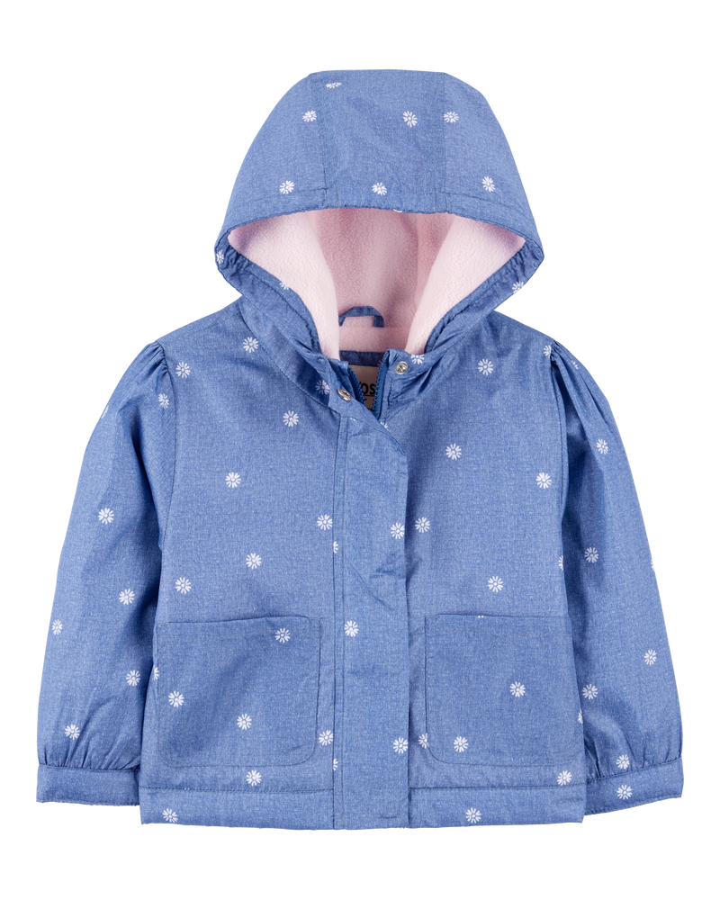 Toddler Daisy-Print Chambray Jacket - Blue, image 1 of 3 slides