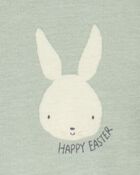 Toddler Bunny Print Easter Snug Fit Cotton 2-Piece Pajamas - Green, image 2 of 3 slides