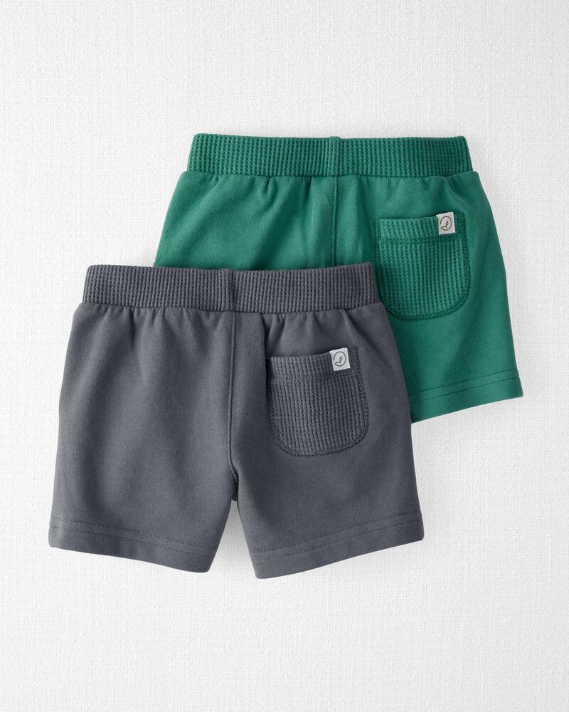 Baby 2-Pack Organic Cotton Waffle Knit Shorts, image 3 of 5 slides