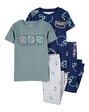 Toddler 4-Piece Sports Cotton Pajamas, 