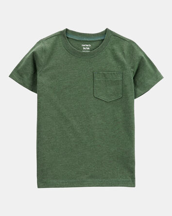 Baby Solid Short-Sleeve Pocket Tee - Dark Green, 