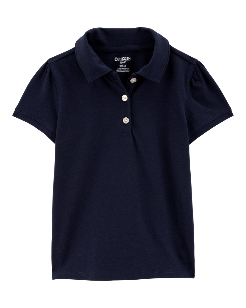 Toddler 3-Pack Pique Uniform Polo Shirts - Navy, image 2 of 3 slides