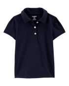 Toddler 3-Pack Pique Uniform Polo Shirts - Navy, image 2 of 3 slides