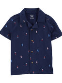 Navy - Toddler Popsicle Button-Front Shirt