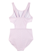 Girls 1-Piece Ribbed Cut-Out Swimsuit - Purple, image 2 of 4 slides