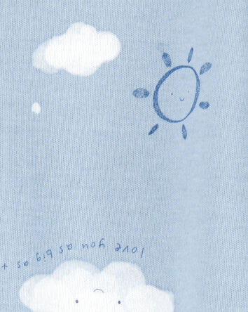 Baby Cloud Print 2-Way Zip Cotton Sleep & Play Pajamas - Blue, 