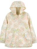 Cream Floral Print - Kid Floral Rain Jacket