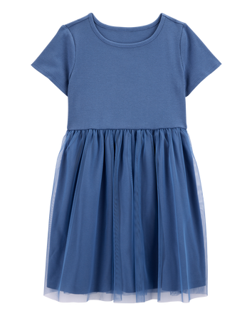 Kid Solid Short-Sleeve Dress - Navy, 